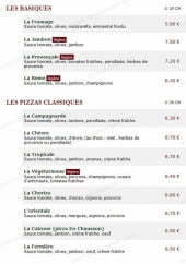 Menu Le Kiosque à Pizzas - Les basiques et pizzas classiques