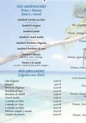 Menu Les Sirènes - Les sandwiches, les grillades et les pizzas