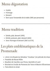 Menu la Promenade - Les menus