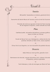 Menu Château Louise de La Vallière - Un exemple de menu