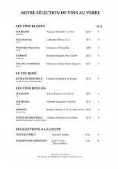 Menu Le Choiseul - Vins au verre 