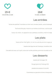 Menu Auberge de la Route d'Or - Les menus