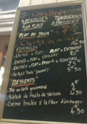 Menu Chez Dada - Exemple de menu