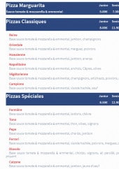 Menu Chrono Pizza - Pizzas marguarita, spéciale et classiques 