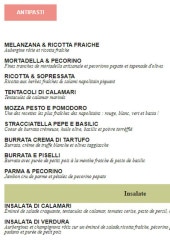 Menu Come Va Gare - Les entrées et salades