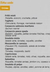 Menu L'Osteria - Les entrées