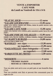 Menu Le Café Noir - Les plats, salades,...