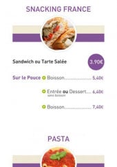 Menu Culture food - Les snacking, pasta 