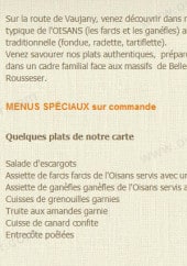 Menu Chez Passoud - Les informations sur le menu