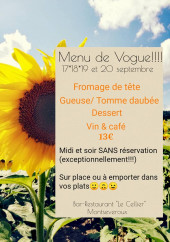 Menu Le Cellier - Un exemple de menu