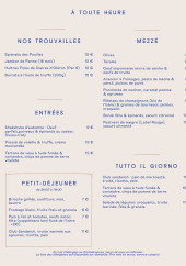 Menu Canopy - Les entrées, mezzés et petit déjeuner, ...