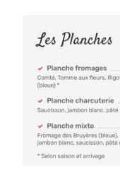 Menu L’oeno - Les planches