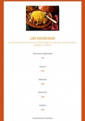 Menu Couscous du Château - Les couscous