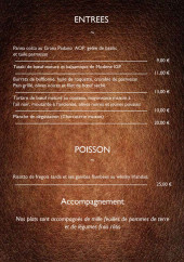 Menu La Taverne - Les entrées, poissons