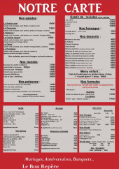 Menu Le Bon Repere - La carte