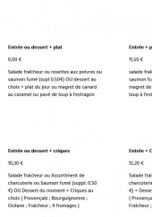 Menu Le Comptoir Des Criques - Le menu du jour et formules criques