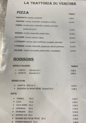 Menu La Trattoria Du Vercors - La carte