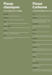 Menu Corleone - Les pizzas classiques et pizzas carleone