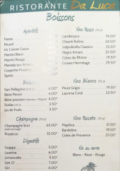 Menu Da Luca - Les boissons