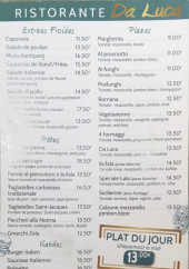 Menu Da Luca - Les plats à la carte