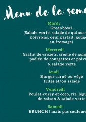 Menu La Greenriz - Exemple de menu de la semaine