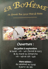 Menu Pizza la Bohème - carte et menu Pizza la Bohème Pont de Poitte