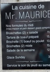 Menu Mr.Maurice - Les menus