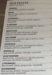 Menu Le Pizzaiolo - Les pizzas