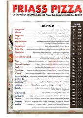 Menu Friass pizza - Les pizzas