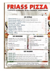 Menu Friass pizza - Les boissons, desserts, ...