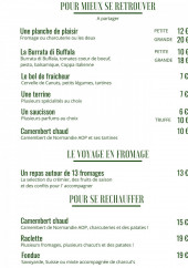 Menu La Crèmerie De Fabien - Les raclettes et planches