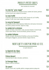 Menu La Crèmerie De Fabien - Les croq, salades et dessert