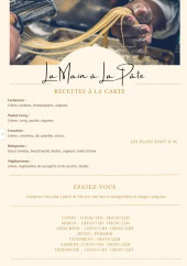 Menu La Main à La Pâte - Les recettes à la carte  et  épatez-vous