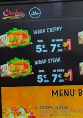 Menu Chicken express - Les wraps et menus