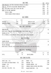 Menu Mojo - Vins, bières, soft cocktail,...