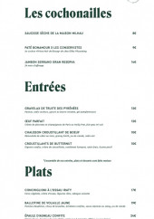 Menu Bonamour - Les cochonailles, entrées et plats