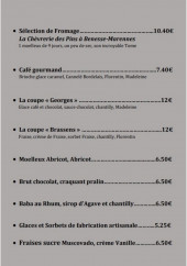 Menu Les Copains d'Abord - Les desserts