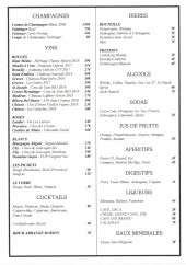 Menu Chez Monette - Champagnes, vins, bières,...
