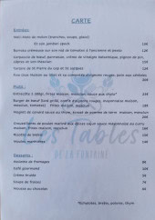 Menu Les Tables de la Fontaine - La carte