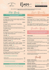 Menu Noosa - Les pokebowls, smoothies bowls, ...