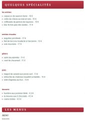 Menu La Crémaillère - Les spécialités et les menus 