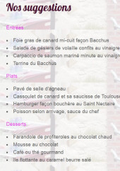 Menu Au Bacchus Gourmand - Les suggestions