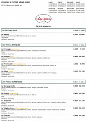 Menu Le Kiosque à Pizzas - Les pizzas