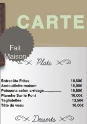 Menu Sur Le Pont - Plats, desserts