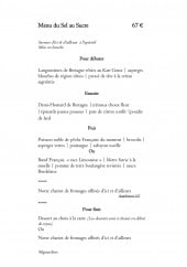 Menu Auberge de la Caillère - Menu du sel au sucre 