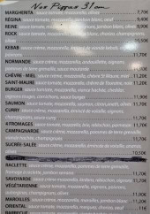 Menu Pizza selles - Les pizzas