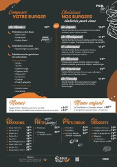 Menu Les Mordus du Burger - La carte