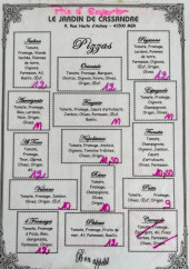 Menu Le Jardin de Cassandre - Les pizzas