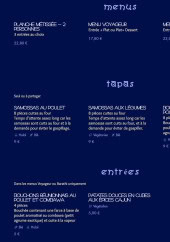 Menu Barathi - Les menus, tapas, ...