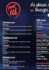 Menu Point us - Les burgers 